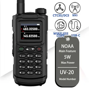 바오펭 UV-20M UV-20 UV20 워키토키 VHF/UHF 에어 수신 USB 충전 타입-C FM 3-5km 스크램블러 양방향 라디오