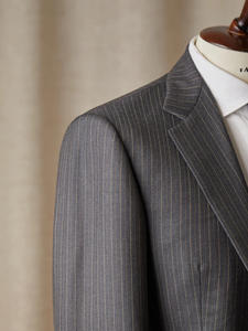 Abito Casual di fascia alta da <span class=keywords><strong>uomo</strong></span> personalizzato a righe grigie 100% lana in tela intera - Product Image 4
