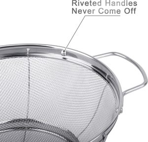 Cestelli Scolapasta in Acciaio Inossidabile con Manici e Base <span class=keywords><strong>di</strong></span> Appoggio per Scolare, Lavar o Cuocere a Vapore - Product Image 3