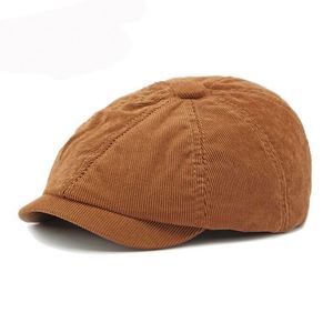 British Retro Newsboy Baker Boy Mens Gatsby <b>Hat</b> With <b>Flat</b> Cap Casquette Corduroy Newsboy Cap for Men - Product Image 1