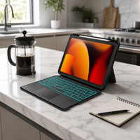 Étui clavier rotatif à 360 degrés avec pavé tactile et rétroéclairage RVB compatible avec iPad 9/8/7 Gen 10.2"