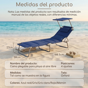 Silla Plegable Reclinable Ele-Gate con Mesa Azul, Silla de Camping para Patio, Playa y Exteriores - Product Image 4