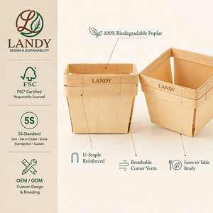 Cajas de Madera de Álamo Premium Personalizadas para Frutas y Verduras, Caja de Embalaje Ventilada y Sostenible para Bayas y Hongos - Product Image 1