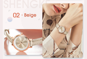 Shengke K9028 Top Brand Fashion Ladies orologi in <span class=keywords><strong>pelle</strong></span> da <span class=keywords><strong>donna</strong></span> al quarzo <span class=keywords><strong>orologio</strong></span> da <span class=keywords><strong>donna</strong></span> con <span class=keywords><strong>cinturino</strong></span> Casual sottile quadrante in marmo SK - Product Image 5