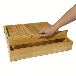 Caja de Almacenamiento de Bambú con Divisores Expandibles para Organización de Cocina, Rectangular, Capacidad de 45L - Product Image 3