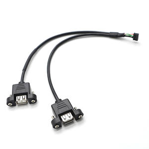 Câble de raccordement double USB 2.0 femelle pour montage sur panneau vers connecteur de carte mère 9 broches, câble d'extension USB 2 ports pour panneau frontal - Product Image 6