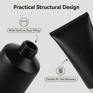 Tubo Cosmético Negro Mate de Lujo con Tapa Transparente Abatible, 100ml 150ml, Tubo Exprimible Suave Vacío <span class=keywords><strong>para</strong></span> Limpiador <span class=keywords><strong>Facial</strong></span> y Loción Corporal <span class=keywords><strong>para</strong></span> <span class=keywords><strong>Hombres</strong></span> - Product Image 4
