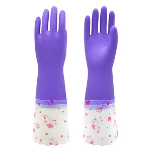 Guantes para lavar platos de látex East Asia 808-5, impermeables, resistentes al aceite, con forro polar grueso para limpieza de cocina - Product Image 1