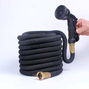 Manguera de jardín flexible 3x extensible con pistola pulverizadora de ocho funciones para lavado de autos, paisajismo y uso en jardines - Product Image 1