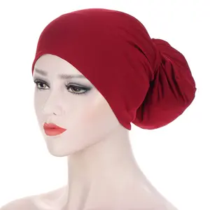Premium Under Scarf Tie Back Cap Turban Inner Hijab Under cap für muslimische Frauen Schlaf haar Bonnet Hijab mit Verband