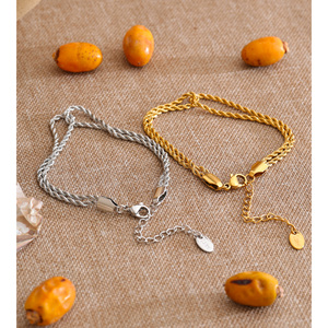 JINYOU 5155 Bracciale a Catena in Acciaio Inossidabile Placcato <span class=keywords><strong>Oro</strong></span> con Design Intrecciato per Gioielli Personalizzati alla Moda - Product Image 3