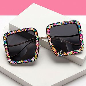 Lunettes de soleil de luxe tendance 2023, style punk, avec diamants, pour soirée, protection UV400, grande monture, style steampunk, pour femmes - Product Image 4