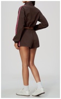 Nouvel ensemble de sport color-block TongJoes pour femme – Veste cardigan décontractée à col montant et pantalon large – Tenue d'entraînement deux pièces
