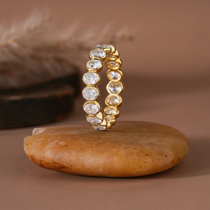 Anillo de Eternidad Clásico con Diamantes Cultivados en Laboratorio, Bisel Completo, Oro Sólido de 14K, Anillo de Boda Apilable para Mujer - Product Image 1