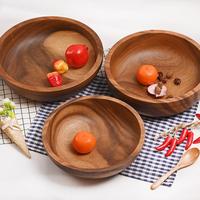 Bol en bois rustique personnalisable, 4 pièces, taille et logo, ensemble de soupe de riz, salade anti-choc