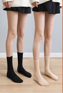 Venta al por mayor de las mujeres de color puro de invierno sobre la rodilla de alta lana gruesa cálida tripulación calcetines de nieve hasta el muslo calcetines altos - Product Image 5