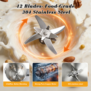 Máquina multifunción para hacer leche de almendras de 1,2 L sin filtro, máquina de granos de pasta de almendras, licuadora de acero inoxidable, procesador de alimentos eléctrico - Product Image 4