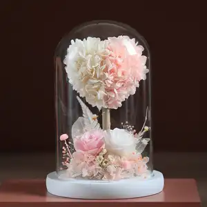 Amazon Popular Decorative Flowers Everlasting Rose Hydrangea Love Tree Flower Rose In Glass