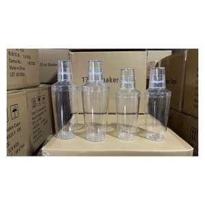 Juego de Vasos Mezclador de Cócteles de Plástico PS de 3 Piezas, 12 oz, con Escala Graduada Láser, Tapa, Colador, para Té de Burbujas, Hecho en Vietnam - Product Image 5