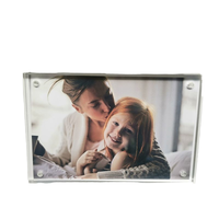Support photo magnétique en laiton personnalisé, transparent, double face, imprimé en sérigraphie, sans cadre, en acrylique, pour photos 4x6, A4, 5x7, A5
