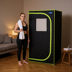 Sauna Portátil de Infrarrojos Lejanos de Tamaño Completo, con Tubos de Acero Inoxidable, Fácil Instalación, para Terapia en Casa, Color Negro - Product Image 2