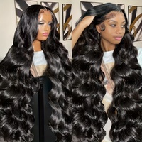 Perruque RUILI en cheveux humains naturels, qualité 12A, cuticules alignées, ondulée, style vietnamien, avec dentelle 13x4 HD transparente, sans colle