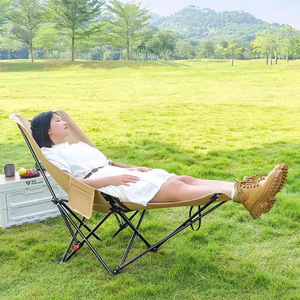 Silla Luna Reclinable Plegable de Respaldo Alto con Reposapiés, Estructura de Aluminio, para Jardín, Balcón, Ocio al Aire Libre - Product Image 3