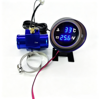Harga Pabrik Sensor Suhu Mobil Truk 2 in 1 Bulat LED Digital Pengukur Suhu Air Voltmeter Pengukur Tegangan Volt untuk 12V24V