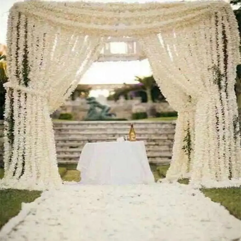 China Factory Wholesale 2メートルArtificial Wisteria Garland Hanging FlowersためWedding Backdrop Decoration