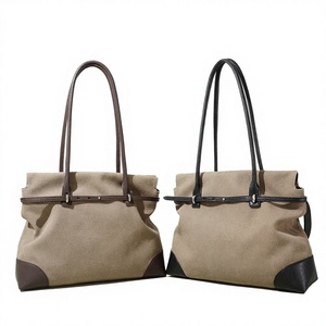 Bolso Tote Casual de Viaje para Mujer, Diseño Combinable en Contraste de Color, Cierre de Cremallera, Lona, Primavera 2026 - Product Image 1