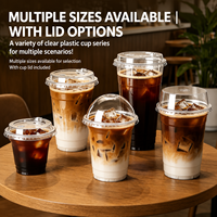 Gobelets en plastique transparent PET de 98 mm, 360-700 ml, jetables, avec options de couvercles, pour jus, lait, thé, café, emballage