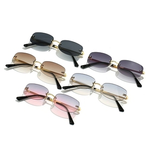 Lunettes de soleil tendance asymétriques sans monture dorées de haute qualité avec protection UV400, personnalisables pour hommes et femmes, collection 2026 - Product Image 3