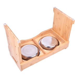 Ahşap <span class=keywords><strong>pet</strong></span> masa katı ahşap hayvan mama kabı raf özelleştirilebilir kedi ve köpek yiyecek tepsisi raf - Product Image 4