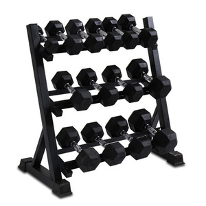 Support de <span class=keywords><strong>Rangement</strong></span> Professionnel à 3 Niveaux pour Haltères, Support Robuste pour Haltères Hexagonaux, Entraînement de Force à Domicile, en Fonte, Portable - Product Image 1
