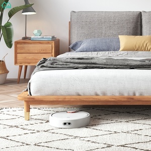 <span class=keywords><strong>Letto</strong></span> <span class=keywords><strong>Matrimoniale</strong></span> in <span class=keywords><strong>Legno</strong></span> con <span class=keywords><strong>Testiera</strong></span> in Cotone e Lino, Design Moderno con Comodino - Product Image 4