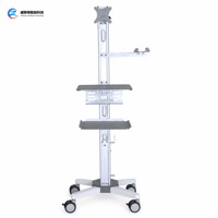 Chariot d'endoscopie pour bronchoscopie avec support de moniteur VESA, plateau réglable, frein mobile et roulettes, vente en gros pour hôpitaux