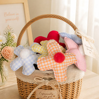 Gantungan Kunci Boneka Hewan Bahan Kain Plaid Lembut Berbentuk Bunga, Pesona Tas Custom untuk Dekorasi Rumah, Souvenir Pesta Pernikahan, Hadiah