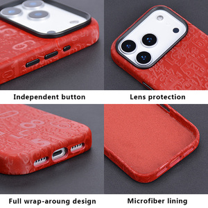 เคสโทรศัพท์หนังแท้ลายดิจิตอลตามสั่งมีปุ่มกล้อง AI สำหรับ <span class=keywords><strong>iPhone</strong></span> 17 16 15 14 13 12 <span class=keywords><strong>11</strong></span> <span class=keywords><strong>Pro</strong></span> <span class=keywords><strong>Max</strong></span> PLUS Air - Product Image 2