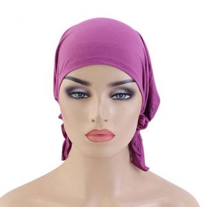 Pañuelo para la Cabeza de Tela Suave para la Piel, Turbante para Niñas, Algodón Modal, Pañuelo Pre-Atado para Mujer - Product Image 4