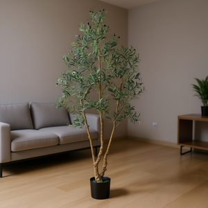Arbre d'olivier artificiel de 7 pieds en pot noir, plante décorative pour la maison, le bureau et la décoration intérieure - Product Image 2
