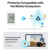 Sonoff AirGuard CO2 Matter WiFi Monitor Kualitas Udara SAWF-08P Pengukur Suhu Kelembaban Alarm Suara Cahaya USB Plastik OLED