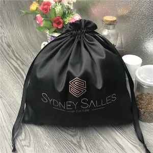 Grands sacs de cheveux en Satin à cordon de serrage de 30x30cm pour l'emballage des perruques, paquets de cheveux personnalisés sac en Satin pour perruques