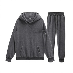 Ensemble de survêtement pour homme, sweat-shirt à capuche uni et pantalon de jogging, 2 pièces, vêtements de sport décontractés, vente en gros - Product Image 3