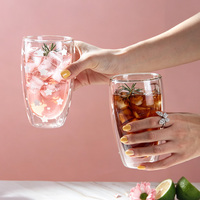 Verres à double paroi 2 pièces 450 ml Tasses à café Tasses isothermes Lavables au lave-vaisselle et au micro-ondes Verre