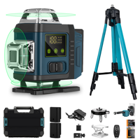 Niveau laser 4D professionnel 16 faisceaux verts à affichage numérique, haute précision industrielle universelle, portée 30m, batterie au lithium – Meilleures ventes