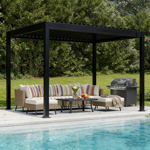 Pergola Bioclimatique Motorisée en Aluminium pour Terrasse, 2.5x3m, 3x3m, 3x3.6m, 3x4m, 3x6m, pour Cuisine Extérieure et Bar – Fabricants - Product Image 1