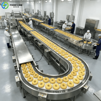 Ligne de production intégrée automatique complète pour la fabrication de beignets : formage, friture, glaçage, refroidissement
