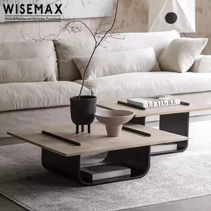 WISEMAX家具北欧瓦比-萨比茶几复古方形橡木黑色客厅转角边茶休闲中心桌