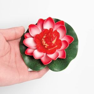 Flor de espuma de loto artificial 10 cm lirio de agua flotante para decoración fuente de verano pequeños estanques - Product Image 2