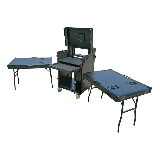Mobile AV Broadcasting Streaming Recording Studio Workstation Flight Case with 4U Top 12U Bottom for Broadcast Video